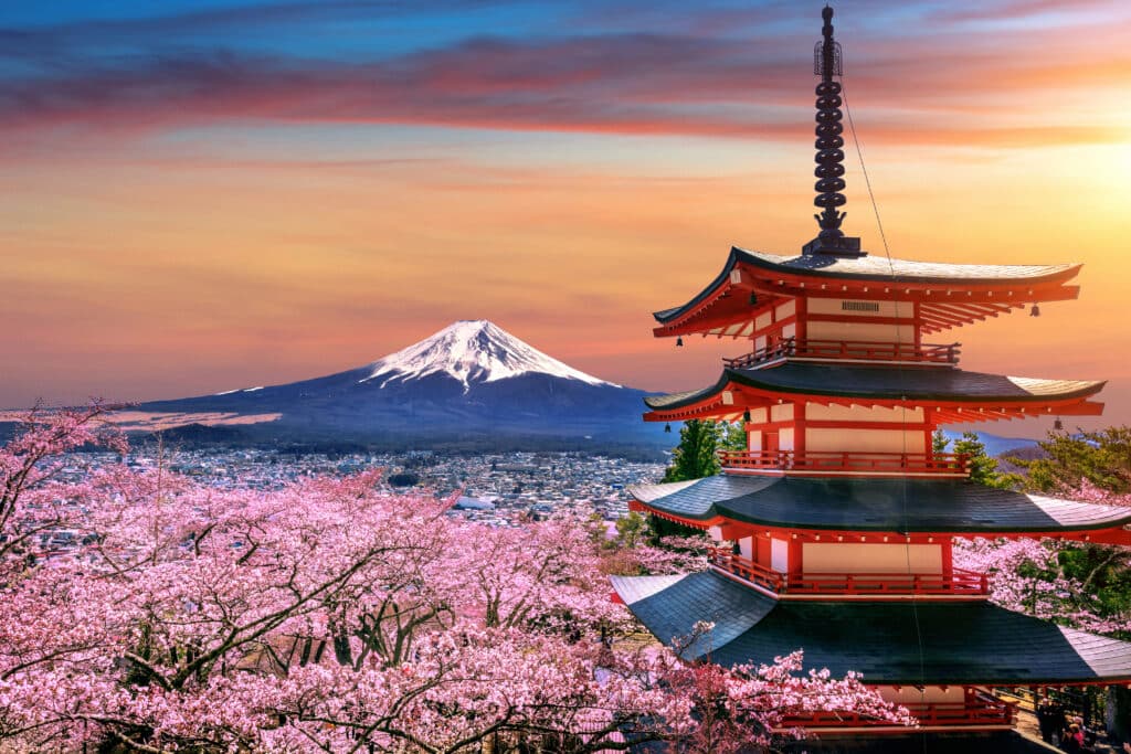 Cherry blossoms in spring, Chureito pagoda and Fuji mountain at usdjpy วิเคราะห์ USDJPY ทำไมถึงได้รับความนิยม usdjpy ข่าว